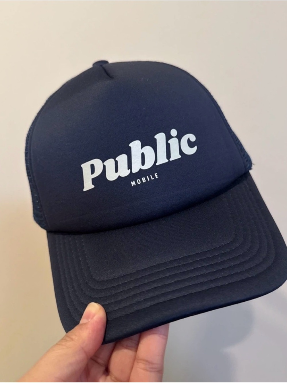 Public Mobile Navy Logo Trucker Hat